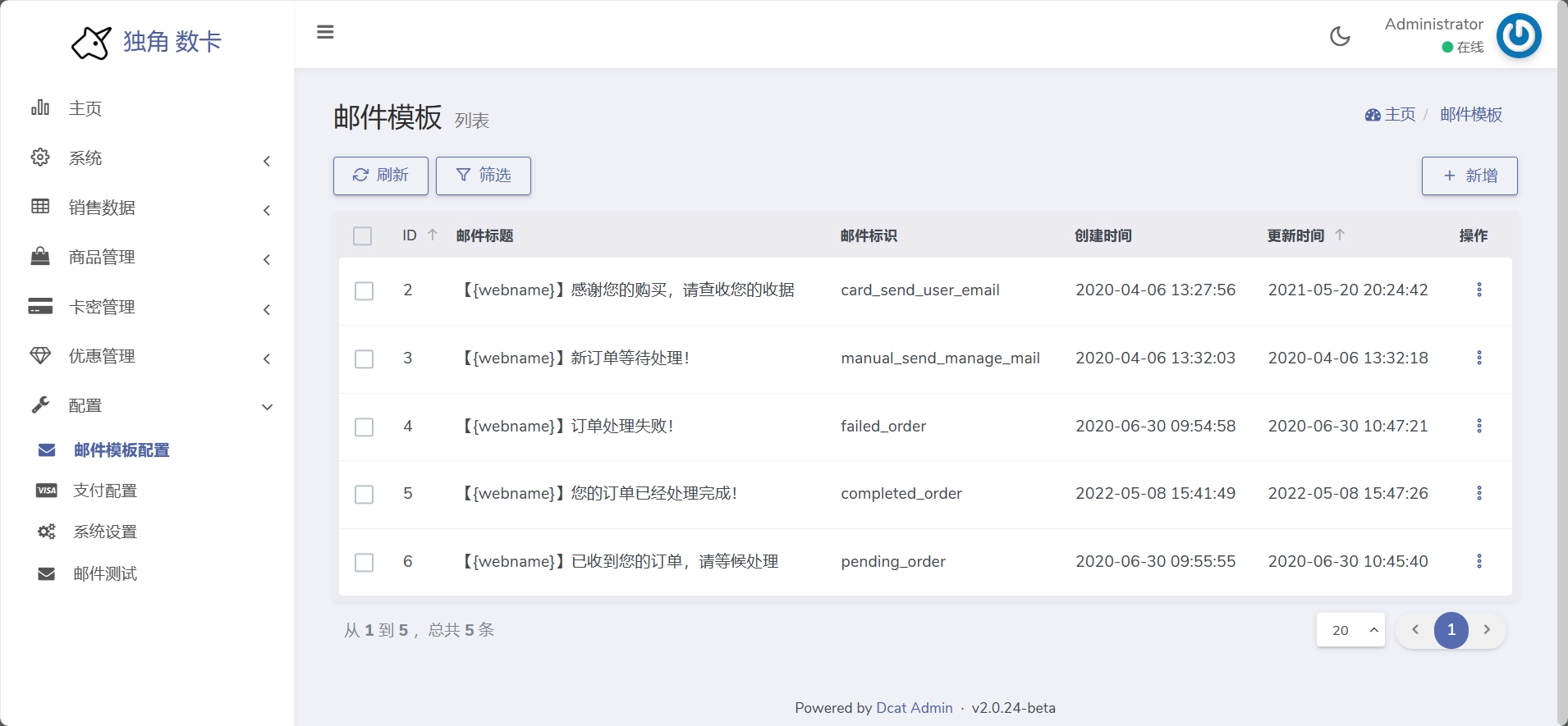 视频教程︱2024最新独角兽发卡网独角数卡个人发卡商城源码可商用自动发卡