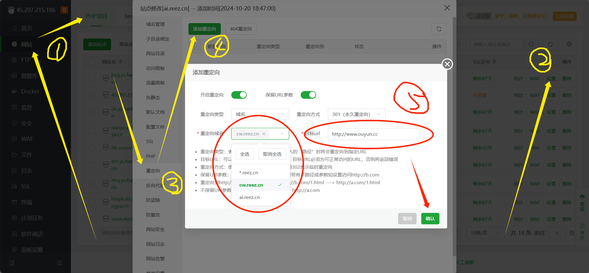 宝塔教程09 网站重定向